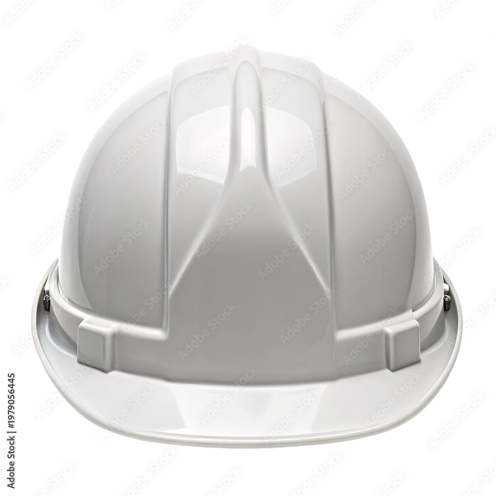Fototapeta premium Shiny white safety helmet for construction and industrial use