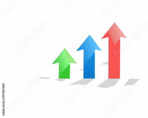 Three colorful arrows pointing upwards representing growth and progress