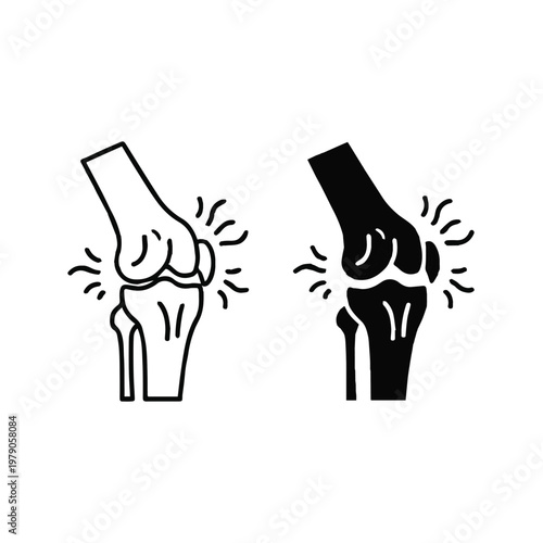 Knee joint pain illustration with black and white contrast