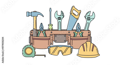 Construction tools in a box.