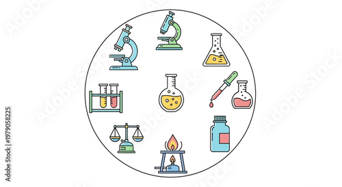 Laboratory Equipment Science Icons Set.