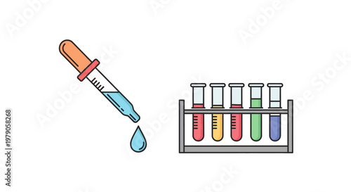 Pipette dropping liquid into test tubes.