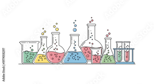 Colorful Laboratory Beakers and Flasks.