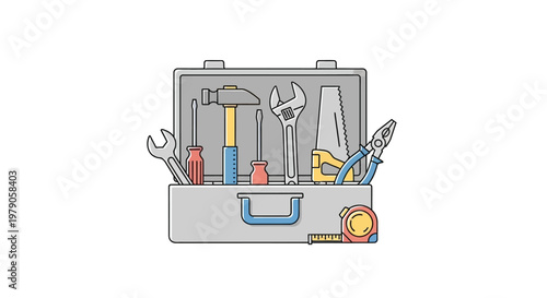 Open toolbox with various tools inside.