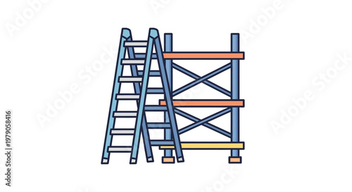 Scaffolding with ladder for construction work.