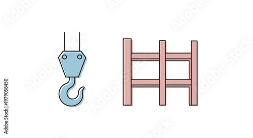 Industrial Hook and Wooden Scaffolding Structure.