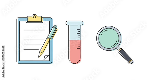 Science laboratory test equipment tools.