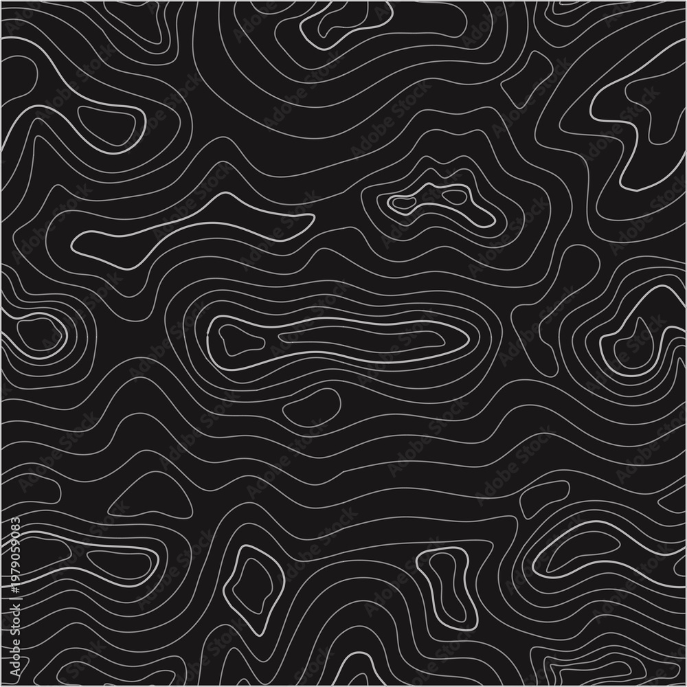 Obraz premium Topographic Map Black Background with Gray Contour Lines Minimal Luxury Seamless Pattern for Modern Graphic Design