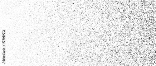 Dotted grain gradient background. Stippled noise sand texture. Fading grunge dust grit overlay. Black sprayed surface. Halftone speckles, particles or specks wallpaper. Vector rough gritty backdrop