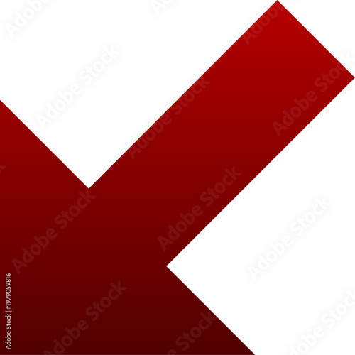 Red arrow down left icon for south west direction and diagonal navigation