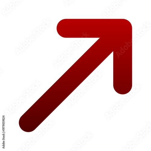 Red outline arrow up right icon for north east direction and navigation