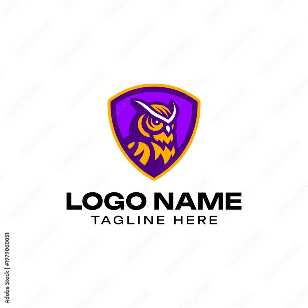 Obraz premium Owl Shield Mascot Logo Design