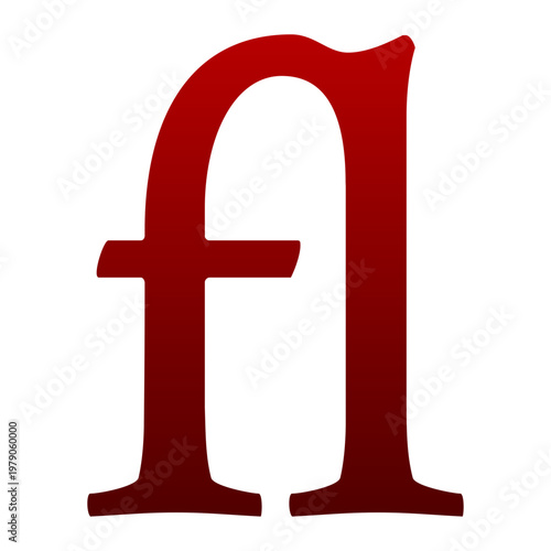 Red typography ligature icon for text font and design software tool