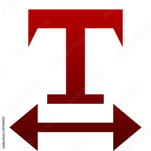 Red text width adjustment icon for horizontal letter spacing and font