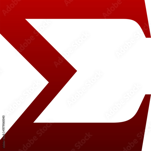 Red sigma summation math icon for science education and calculation