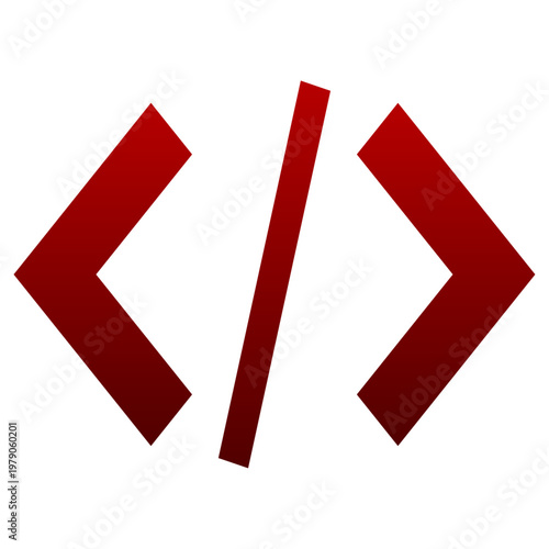Red source code icon for programming developer and software script