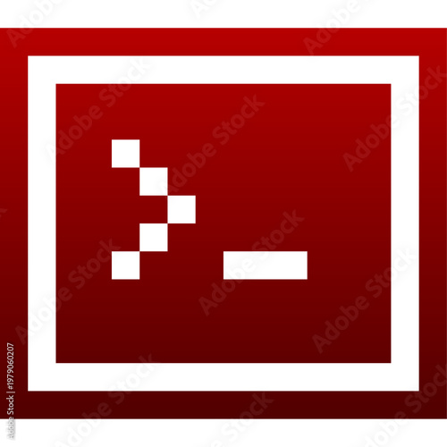 Red terminal console icon for system command and code programming