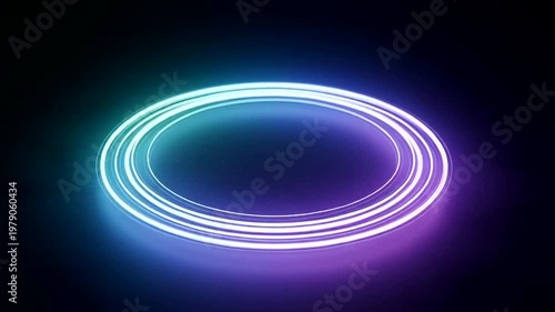 Neon Light Circles Animation Background.