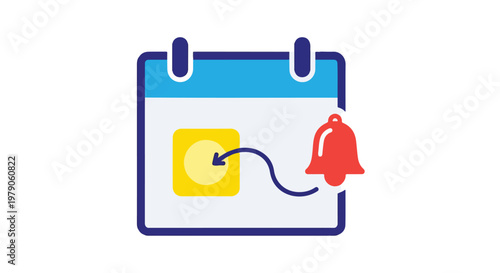 Calendar Icon with Notification Bell Reminder.