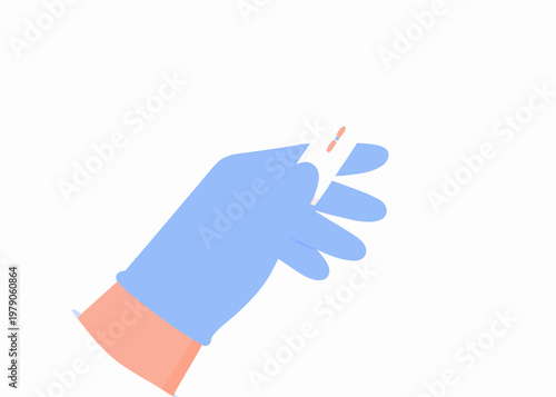 A gloved hand holds a positive pregnancy test indicating a result