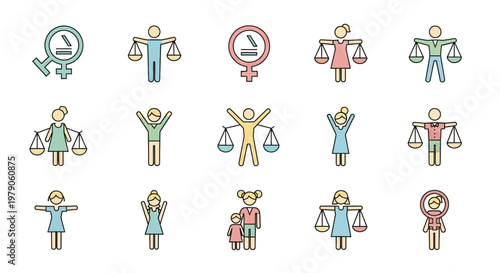 Equality and justice icons with scales.
