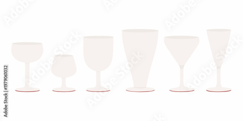 A collection of champagne flutes and wine glasses in varying sizes