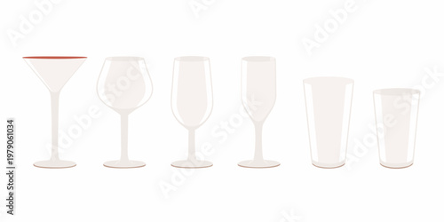 Canvas Print A series of empty glasses diminishing in size are displayed