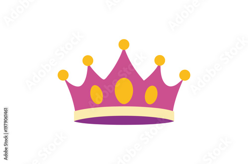 A stylized purple and yellow crown illustration on a white background