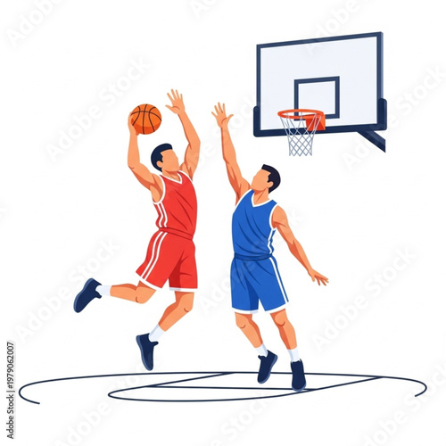 Professional Athletes Displaying Skills and Teamwork on the Court