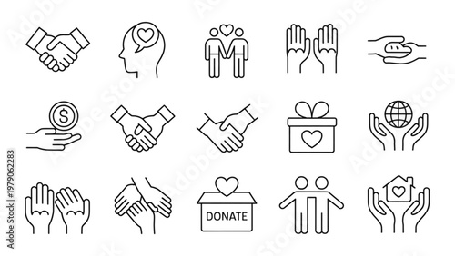 Collection of diverse hand-drawn icons representing various human activities and objects Vector