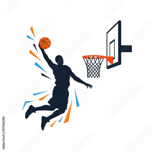 Professional Athlete Flying to the Basket with Abstract Speed Lines