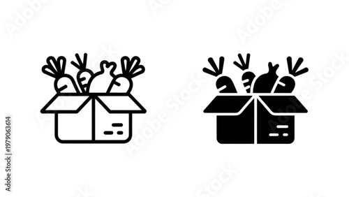Two open boxes filled with green plants sprouting from the top Vector