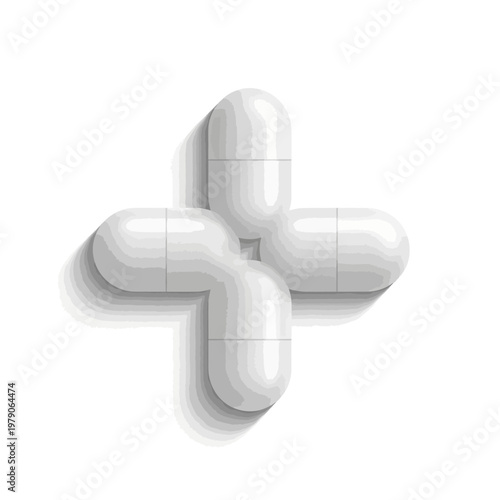 White capsule arrangement resembling a medical cross
