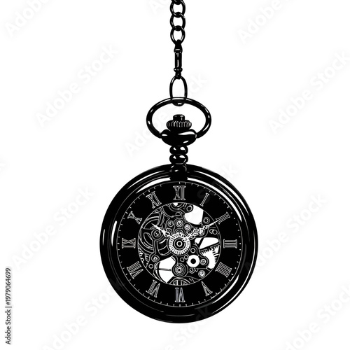 Vintage pocket watch with intricate gears and Roman numerals
