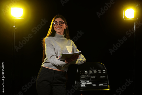 Young actress with film scr...