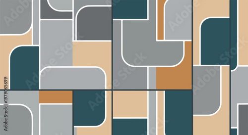 Abstract digital art featuring geometric shapes and muted earthy tones