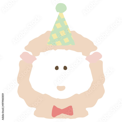 ふわふわパステルバースデー｜おめかししたヒツジのアイコン パーティー帽子 幼稚園・保育園向けイラスト