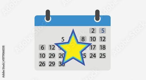 Calendar with star marked date page.