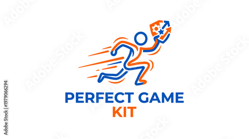 Dynamic Logo for a Game Kit Featuring Running Figure and Dice