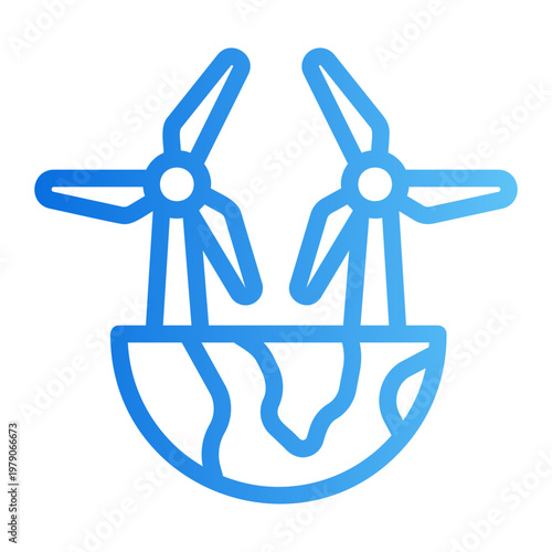 Earth wind turbines Line Gradient Icon