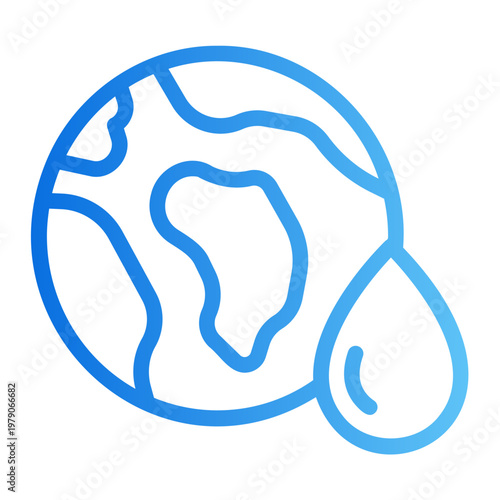 Earth water drop Line Gradient Icon