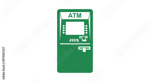 Green ATM Machine Icon Illustration.