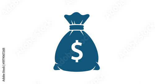 Blue Money Bag with Dollar Sign.