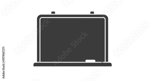Simple Black Laptop Computer Icon Illustration.