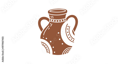 Ancient Clay Pot with Ornate Design.