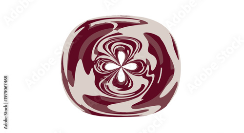 Marbled Ceramic Bowl with Red Swirls.