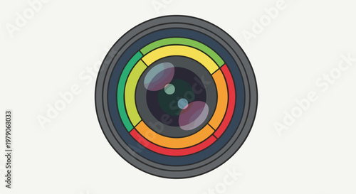 Camera Lens with Colorful Aperture Blades.
