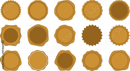 Collection of golden wax seals, perfect for adding a touch of elegance and authenticity to documents, invitations, and crafts