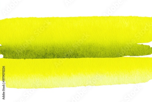 Two horizontal watercolor strokes of yellow with gradient and uneven texture on white