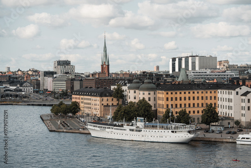 Canvas Print Gamla Stan old city in Stockholm, Sweden views of orange and yellow homes